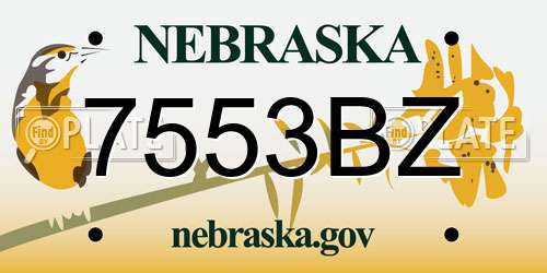 7553BZ Nebraska License Plate