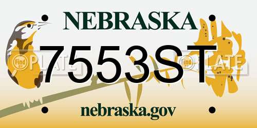 7553ST Nebraska License Plate