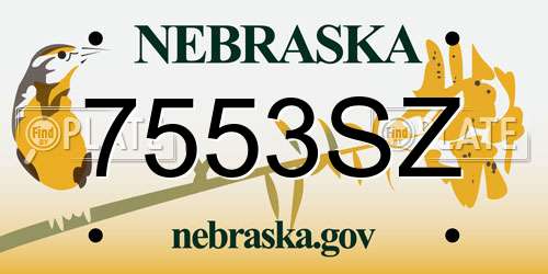 7553SZ Nebraska License Plate