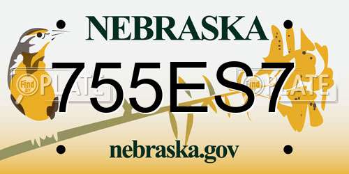 755ES7 Nebraska License Plate
