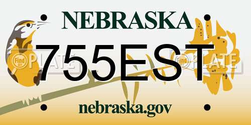 755EST Nebraska License Plate
