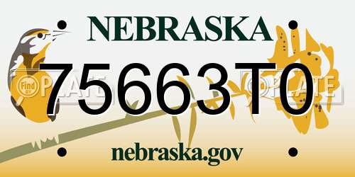 75663T0 Nebraska License Plate