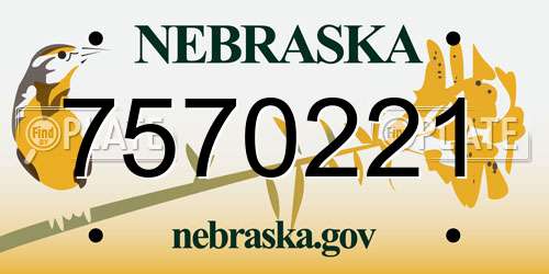 7570221 Nebraska License Plate