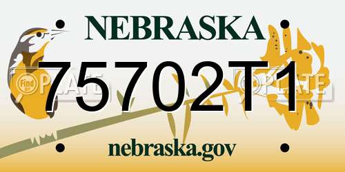 75702T1 Nebraska License Plate
