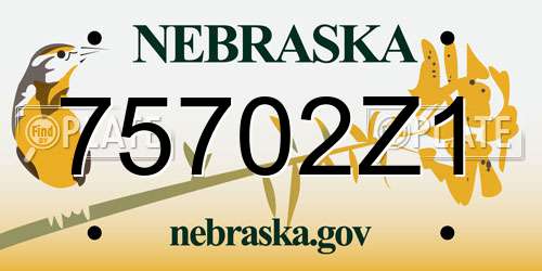 75702Z1 Nebraska License Plate