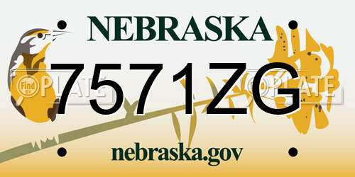 7571ZG Nebraska License Plate