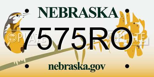7575RO Nebraska License Plate