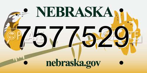 7577529 Nebraska License Plate