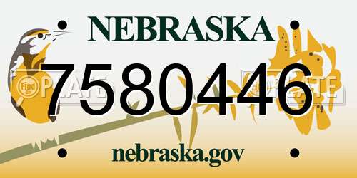 7580446 Nebraska License Plate