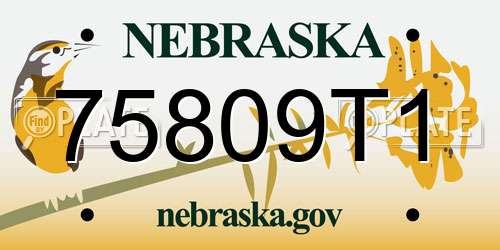 75809T1 Nebraska License Plate