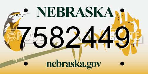7582449 Nebraska License Plate