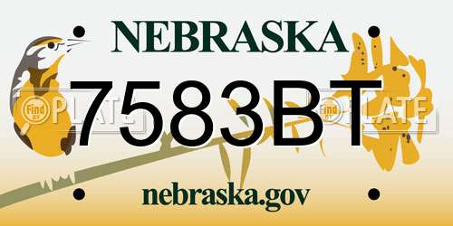 7583BT Nebraska License Plate