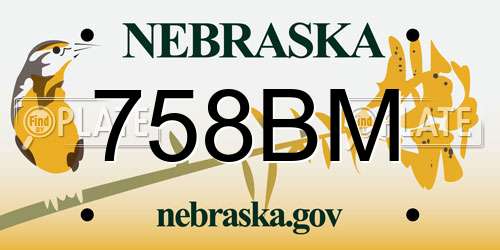 758BM Nebraska License Plate