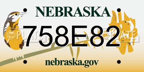 758E82 Nebraska License Plate