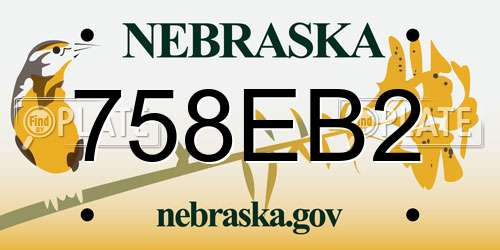 758EB2 Nebraska License Plate