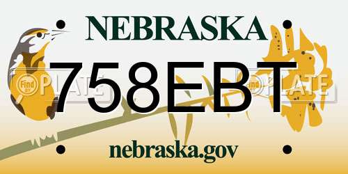 758EBT Nebraska License Plate