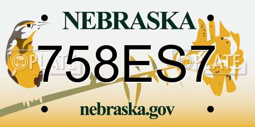 758ES7 Nebraska License Plate