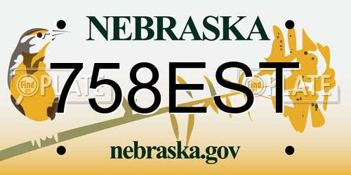 758EST Nebraska License Plate