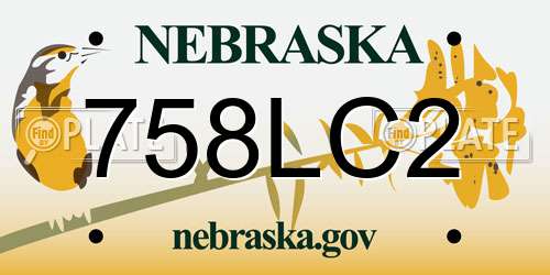 758LC2 Nebraska License Plate