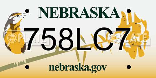 758LC7 Nebraska License Plate