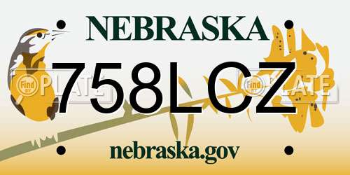 758LCZ Nebraska License Plate