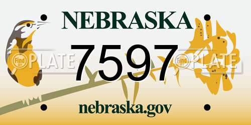 7597 Nebraska License Plate
