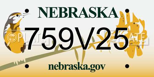 759V25 Nebraska License Plate