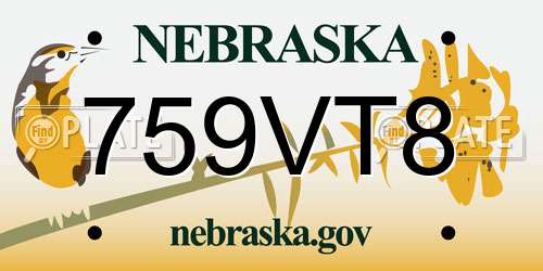 759VT8 Nebraska License Plate