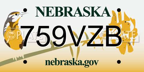 759VZB Nebraska License Plate