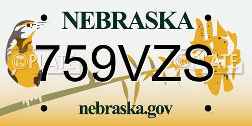 759VZS Nebraska License Plate