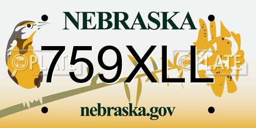 759XLL Nebraska License Plate