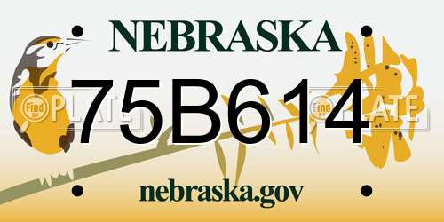 75B614 Nebraska License Plate