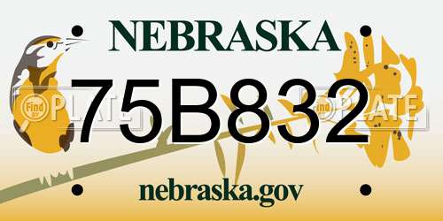 75B832 Nebraska License Plate