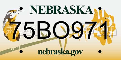 75BO971 Nebraska License Plate