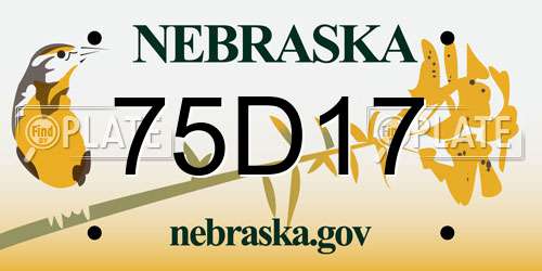 75D17 Nebraska License Plate