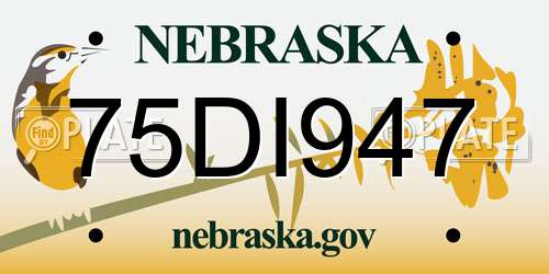 75DI947 Nebraska License Plate