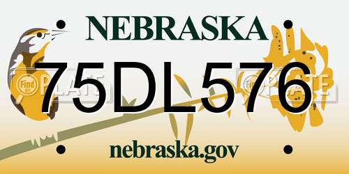 75DL576 Nebraska License Plate