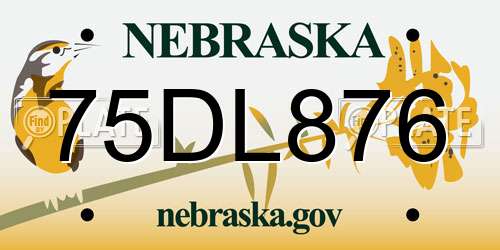 75DL876 Nebraska License Plate