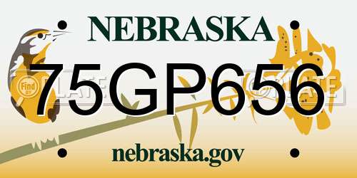 75GP656 Nebraska License Plate