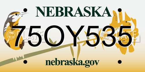 75OY535 Nebraska License Plate
