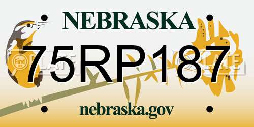 75RP187 Nebraska License Plate
