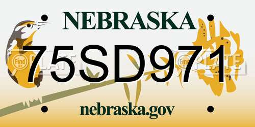 75SD971 Nebraska License Plate