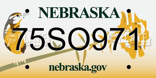 75SO971 Nebraska License Plate