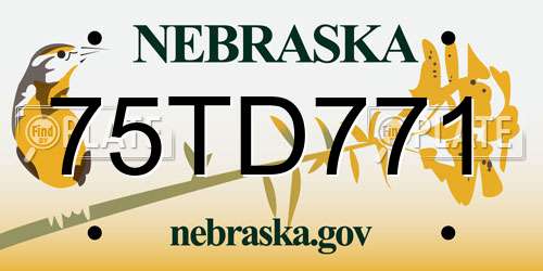 75TD771 Nebraska License Plate