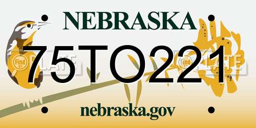 75TO221 Nebraska License Plate
