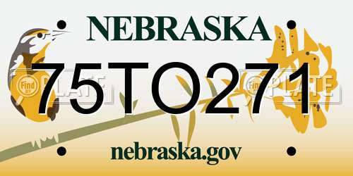75TO271 Nebraska License Plate