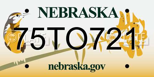 75TO721 Nebraska License Plate