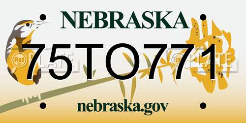 75TO771 Nebraska License Plate