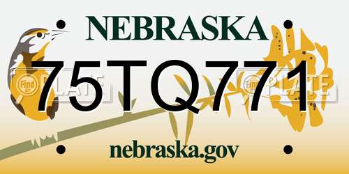 75TQ771 Nebraska License Plate