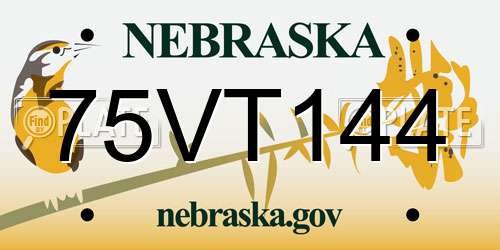 75VT144 Nebraska License Plate